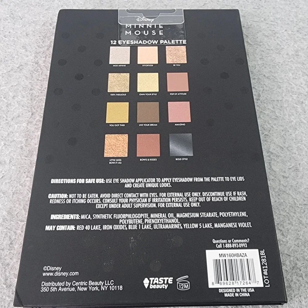 Disney‎ Minnie Mouse 12 Color Eyeshadow Palette With Decorative Mirror